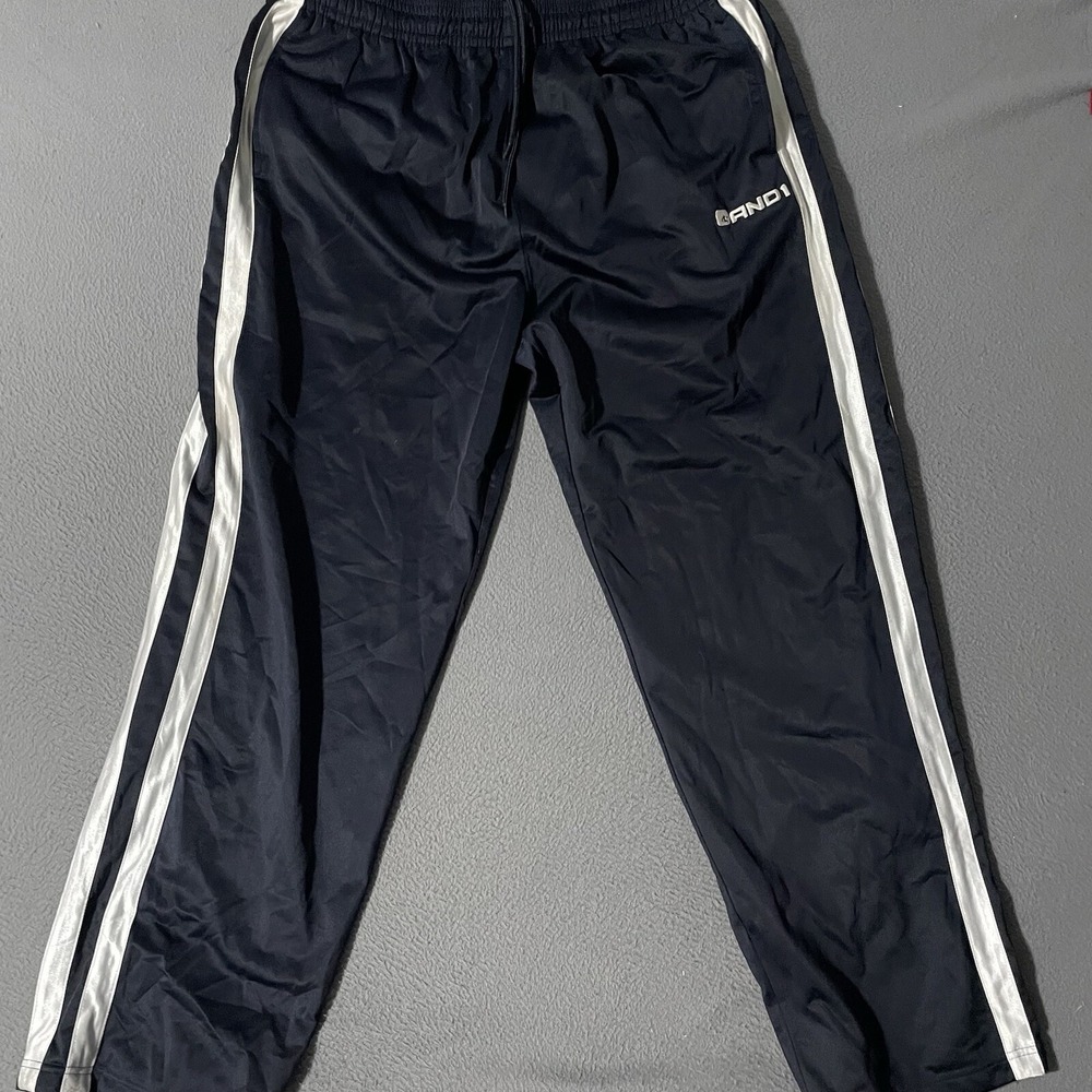 Vintage AND1 And One Track Pants Wide Leg Black Mens Size XL 90S Y2K